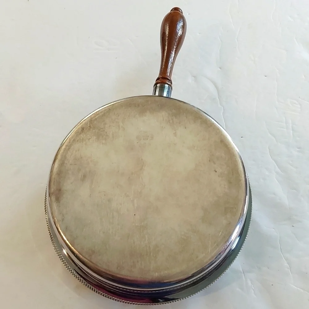 Vintage Silver Silent Butler Pan Wood Handle Antique